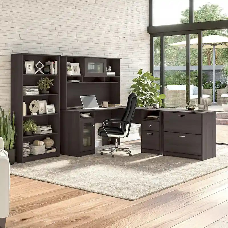 Cabot 60W L-Desk with Hutch, Cabinet and Bookcase by 