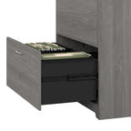 60W L-Desk with Hutch, Cabinet and Bookcase
