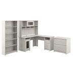 60W L-Desk with Hutch, Cabinet and Bookcase