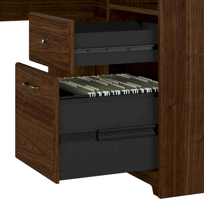 60W L-Desk with Hutch, Cabinet and Bookcase