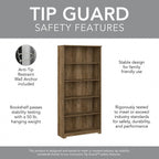 60W L-Desk with Hutch, Cabinet and Bookcase