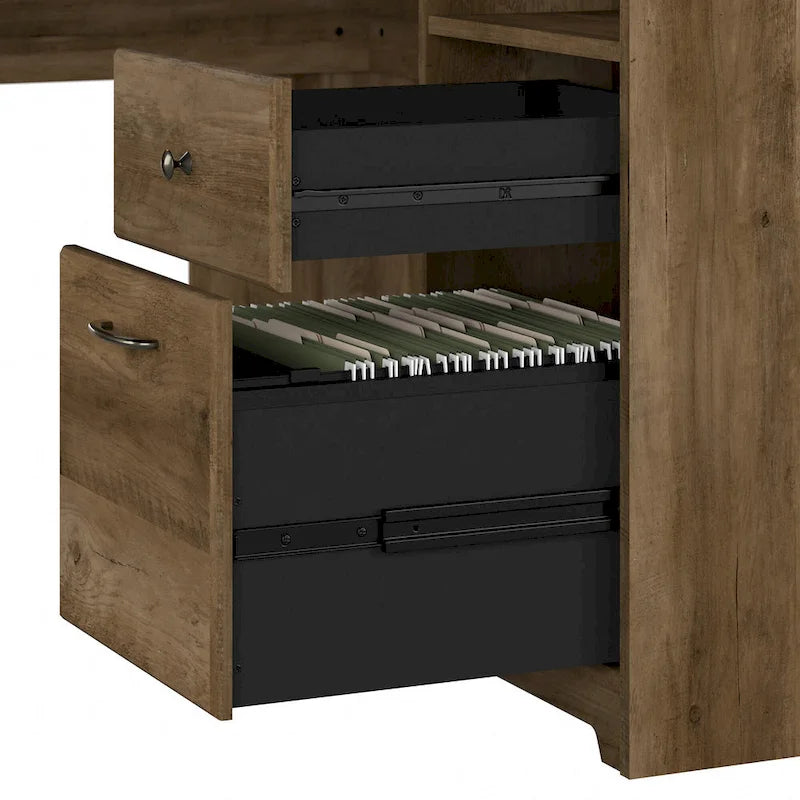 60W L-Desk with Hutch, Cabinet and Bookcase
