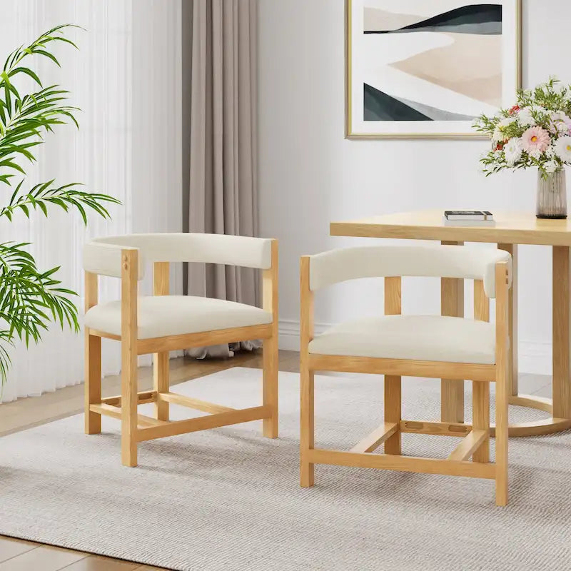 Elegant Barrel-Back Dining Armchair Set of 2