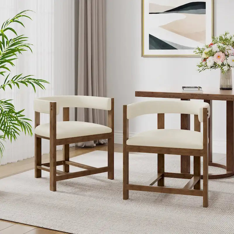 Elegant Barrel-Back Dining Armchair Set of 2