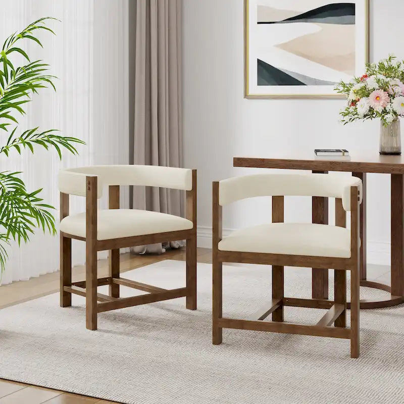  - Bennett Elegant Barrel-Back Dining Armchair Set of 2