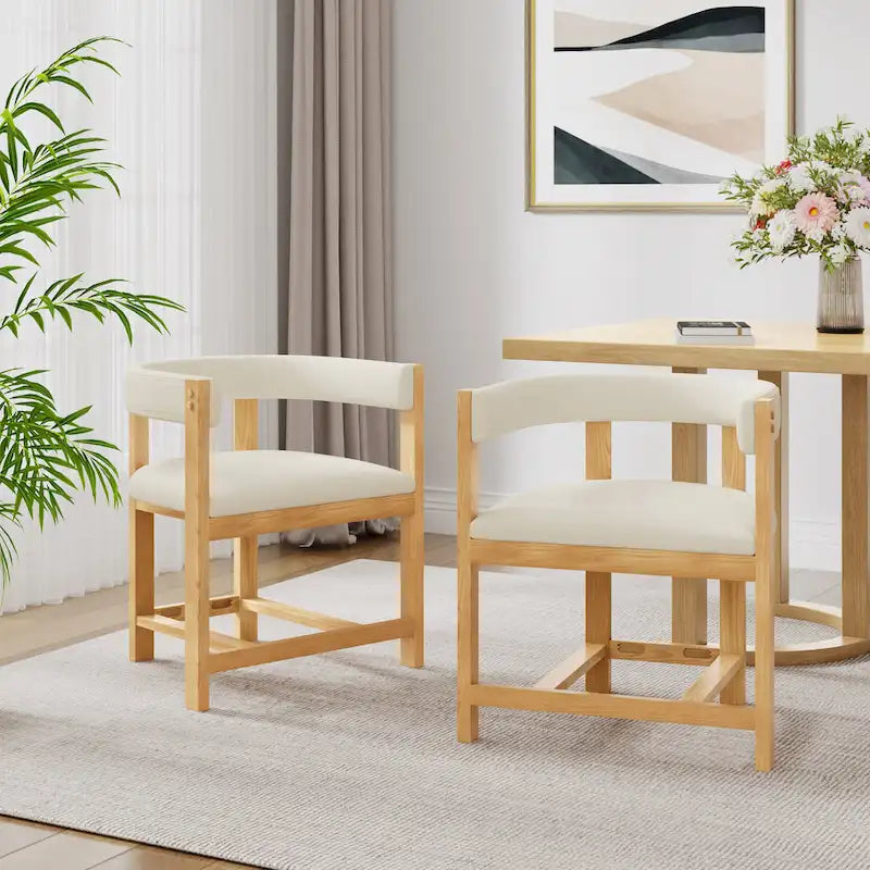 Elegant Barrel-Back Dining Armchair Set of 2