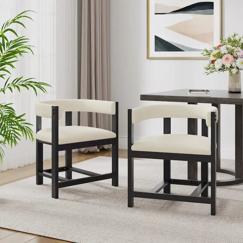 Elegant Barrel-Back Dining Armchair Set of 2