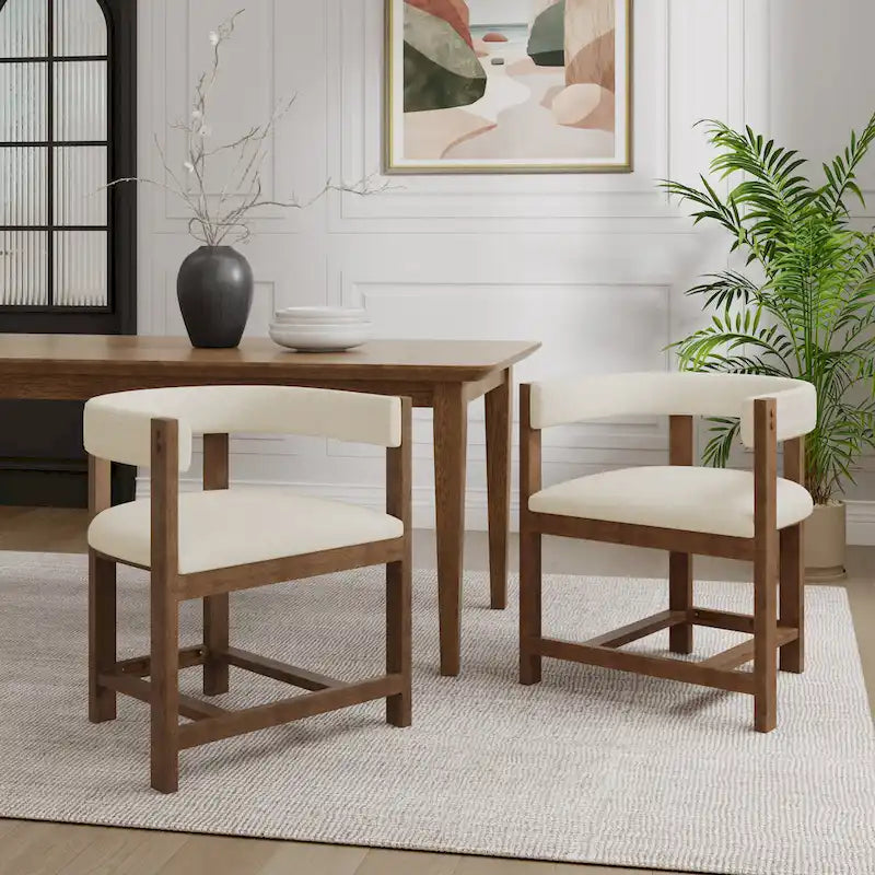 Elegant Barrel-Back Dining Armchair Set of 2