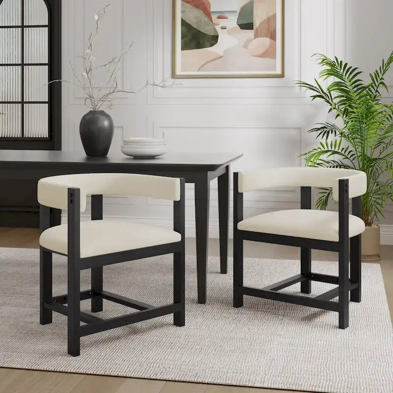 Elegant Barrel-Back Dining Armchair Set of 2