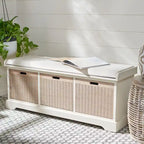 3-Drawer with Cushion Storage Bench - 47.3 W x 15 L x 19 H - 47Wx15Dx19H