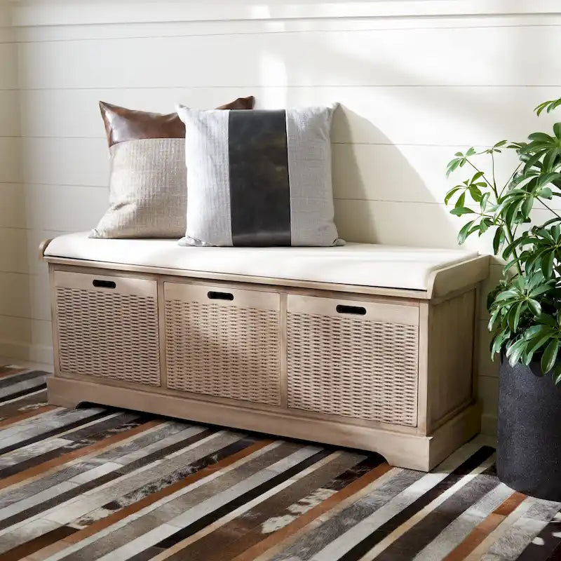 3-Drawer with Cushion Storage Bench - 47.3 W x 15 L x 19 H - 47Wx15Dx19H