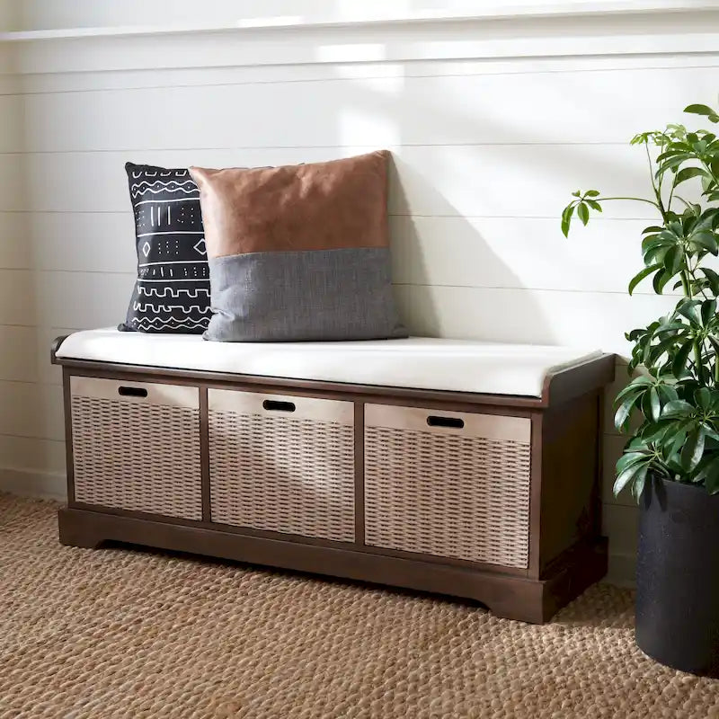 3-Drawer with Cushion Storage Bench - 47.3 W x 15 L x 19 H - 47Wx15Dx19H