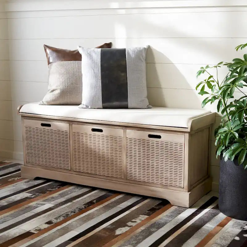 3-Drawer with Cushion Storage Bench - 47.3 W x 15 L x 19 H - 47Wx15Dx19H