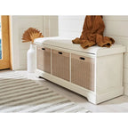 3-Drawer with Cushion Storage Bench - 47.3 W x 15 L x 19 H - 47Wx15Dx19H