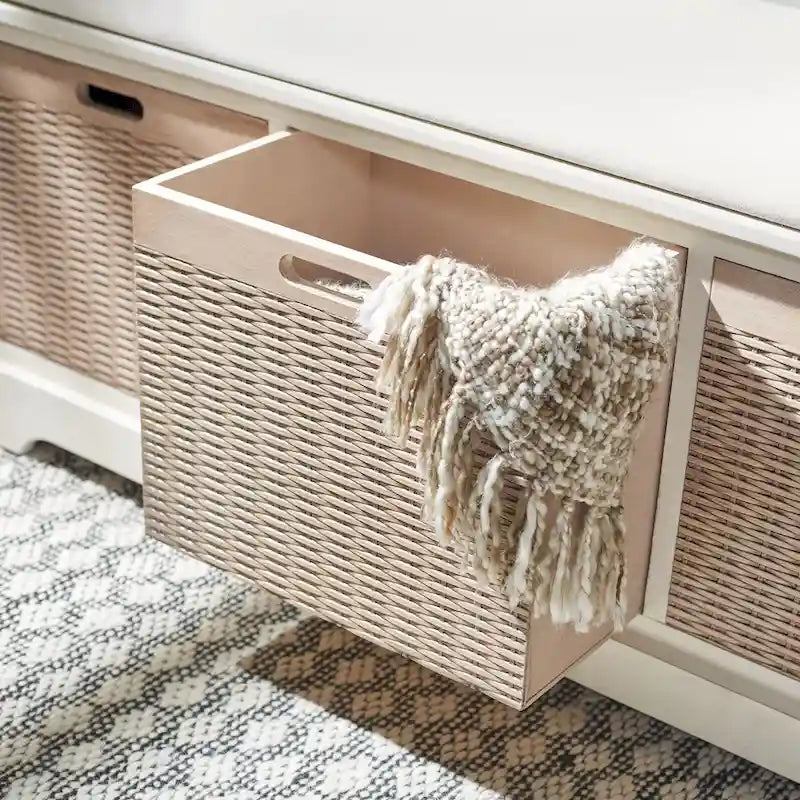 3-Drawer with Cushion Storage Bench - 47.3 W x 15 L x 19 H - 47Wx15Dx19H