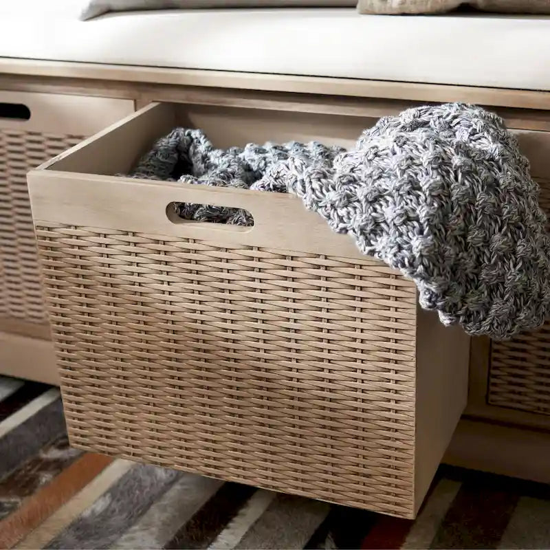 3-Drawer with Cushion Storage Bench - 47.3 W x 15 L x 19 H - 47Wx15Dx19H