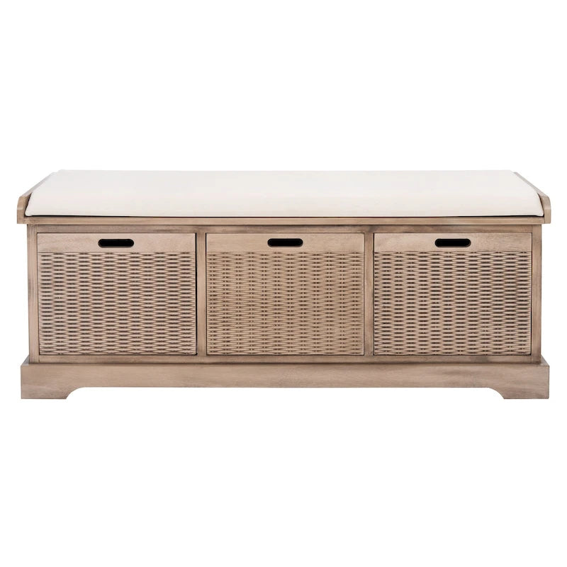 3-Drawer with Cushion Storage Bench - 47.3 W x 15 L x 19 H - 47Wx15Dx19H