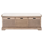 3-Drawer with Cushion Storage Bench - 47.3 W x 15 L x 19 H - 47Wx15Dx19H