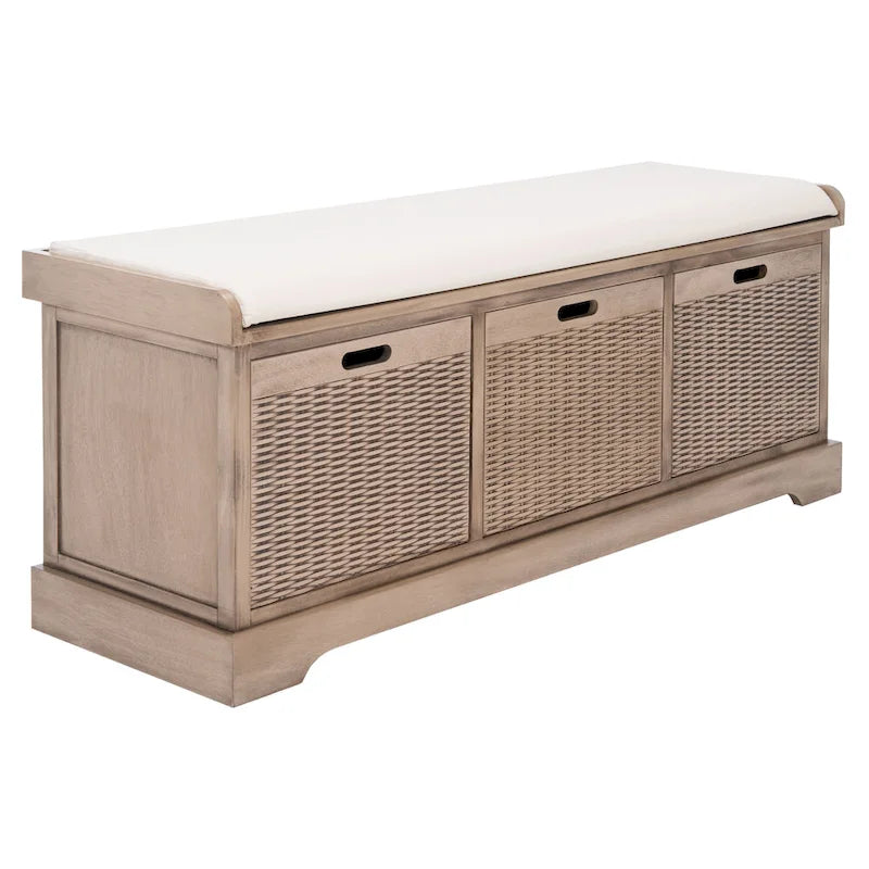 3-Drawer with Cushion Storage Bench - 47.3 W x 15 L x 19 H - 47Wx15Dx19H