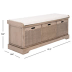 3-Drawer with Cushion Storage Bench - 47.3 W x 15 L x 19 H - 47Wx15Dx19H