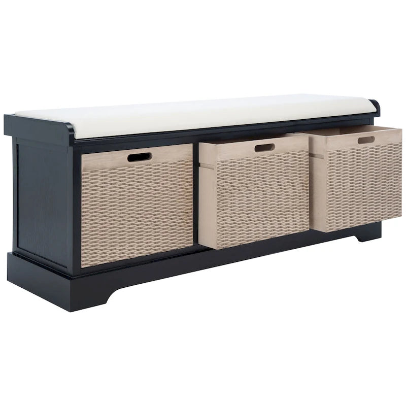 3-Drawer with Cushion Storage Bench - 47.3 W x 15 L x 19 H - 47Wx15Dx19H