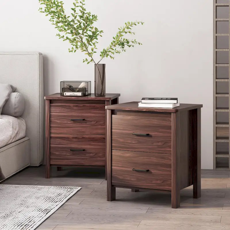 Olimont Faux Wood 2 Drawer Nightstands (Set of 2) by 
