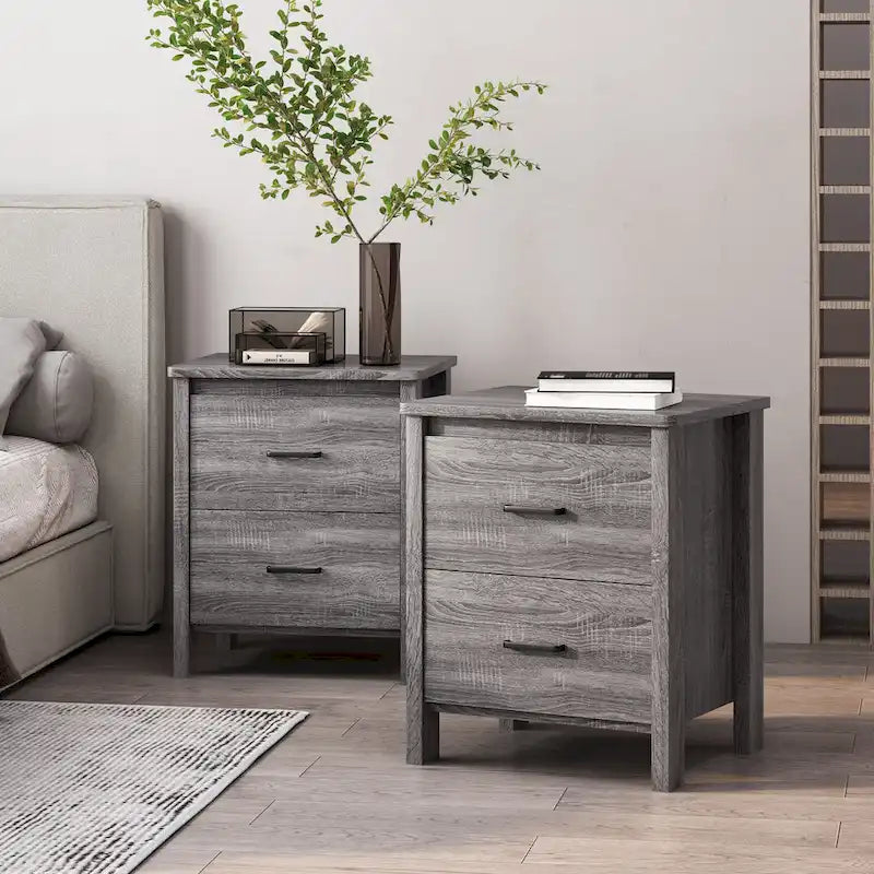 Faux Wood 2 Drawer Nightstands (Set of 2)