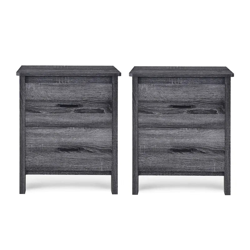 Faux Wood 2 Drawer Nightstands (Set of 2)