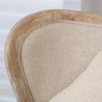 Beige Polyester Fabric Wingback Accent Chair with Oak Wood Frame
