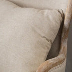 Beige Polyester Fabric Wingback Accent Chair with Oak Wood Frame