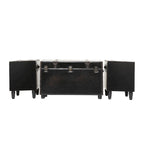 Faux Leather 4-Drawer Storage Bench with Straps and Studs - Set of 3, Brown