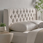 Queen Wingback Headboard with Button-Tufted Diamond Stitch