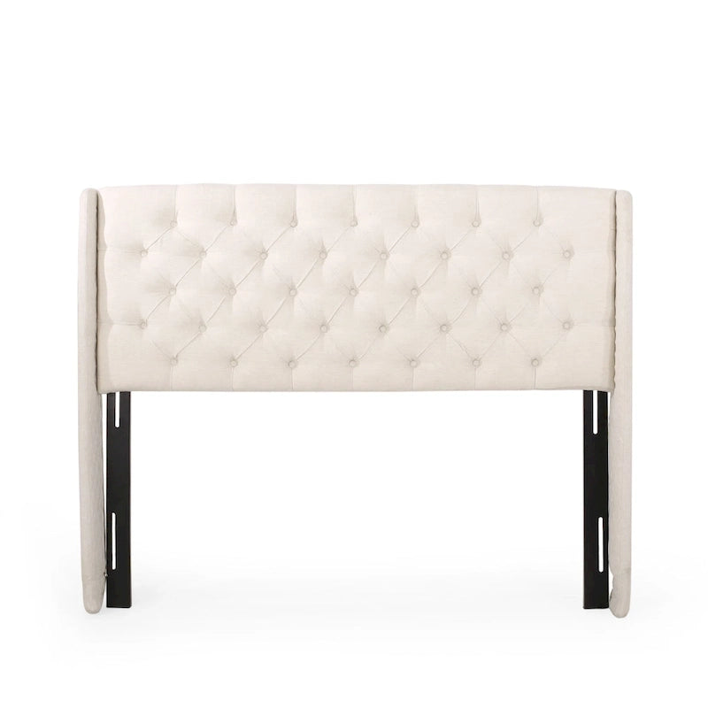 Queen Wingback Headboard with Button-Tufted Diamond Stitch