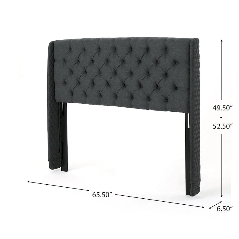 Queen Wingback Headboard with Button-Tufted Diamond Stitch