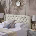 Queen Wingback Headboard with Button-Tufted Diamond Stitch