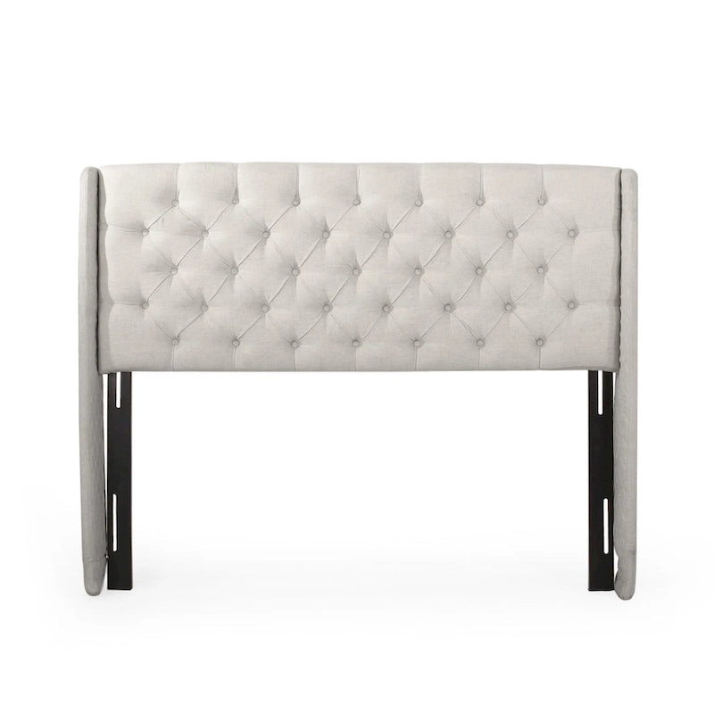 Queen Wingback Headboard with Button-Tufted Diamond Stitch
