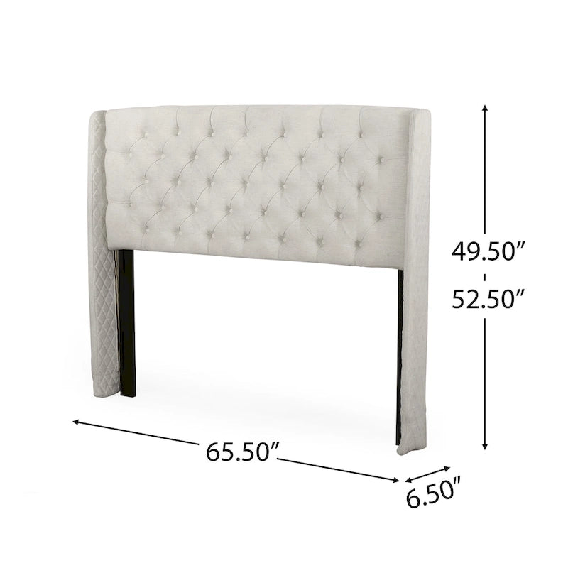 Queen Wingback Headboard with Button-Tufted Diamond Stitch