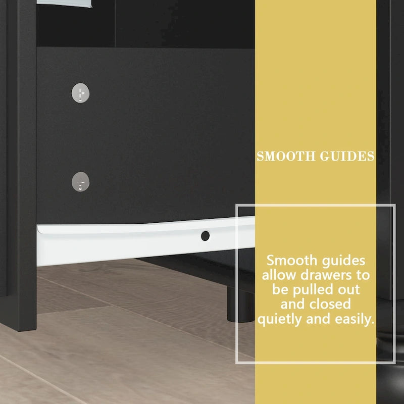 9-Drawer Wood Dresser - 63"W, White Lacquer Finish with Gold Handles