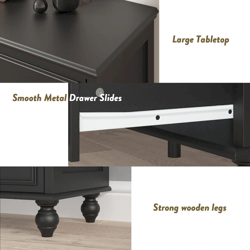 9-Drawer Wood Dresser - 63"W, White Lacquer Finish with Gold Handles