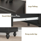 9-Drawer Wood Dresser - 63"W, White Lacquer Finish with Gold Handles