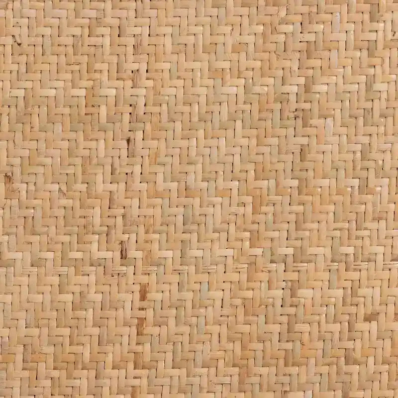 Mid-Century Modern Woven Rattan and Wood Counter Stool