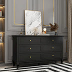 6-Drawer Lacquer Dresser Chest - CARB P2 Certified MDF, 55.11"W x 15.74"D x 31.49"H