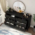 6-Drawer Lacquer Dresser Chest - CARB P2 Certified MDF, 55.11"W x 15.74"D x 31.49"H