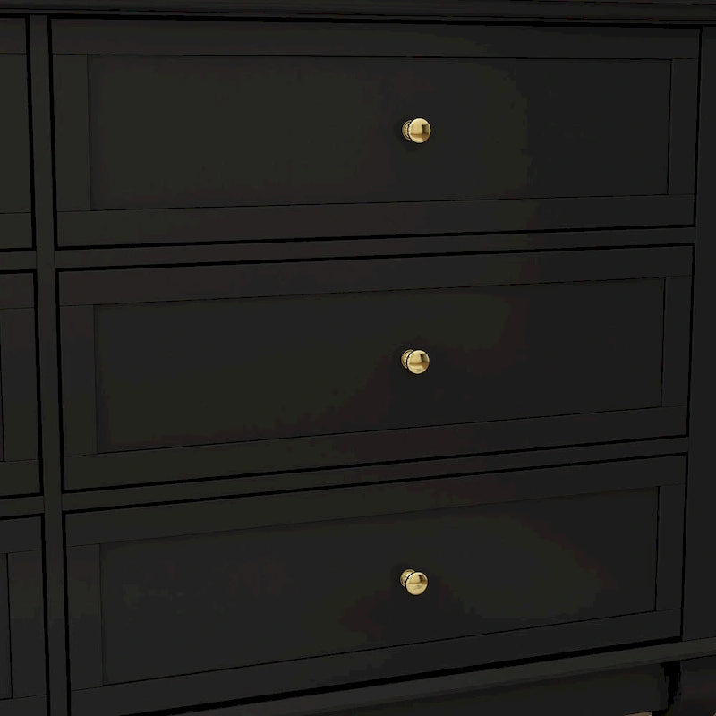 6-Drawer Lacquer Dresser Chest - CARB P2 Certified MDF, 55.11"W x 15.74"D x 31.49"H