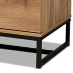 Oak Wood and Black Metal 5-drawer Bedroom Chest