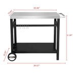 Double Shelf Movable Dining Cart Work Table with Handle