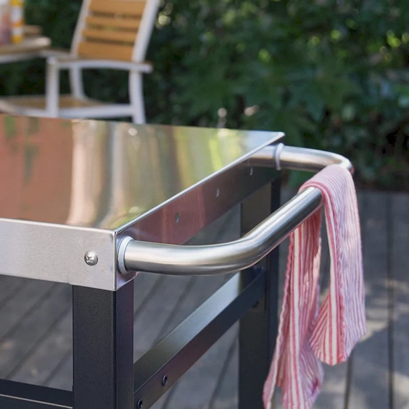 Double Shelf Movable Dining Cart Work Table with Handle
