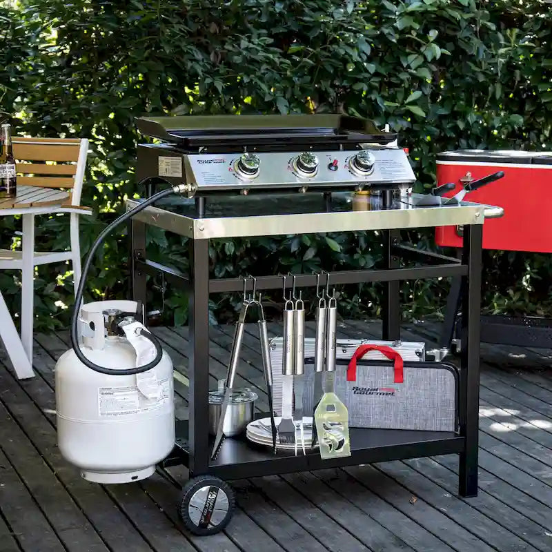 Double Shelf Movable Dining Cart Work Table with Handle