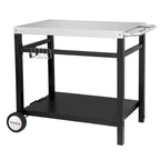 Double Shelf Movable Dining Cart Work Table with Handle