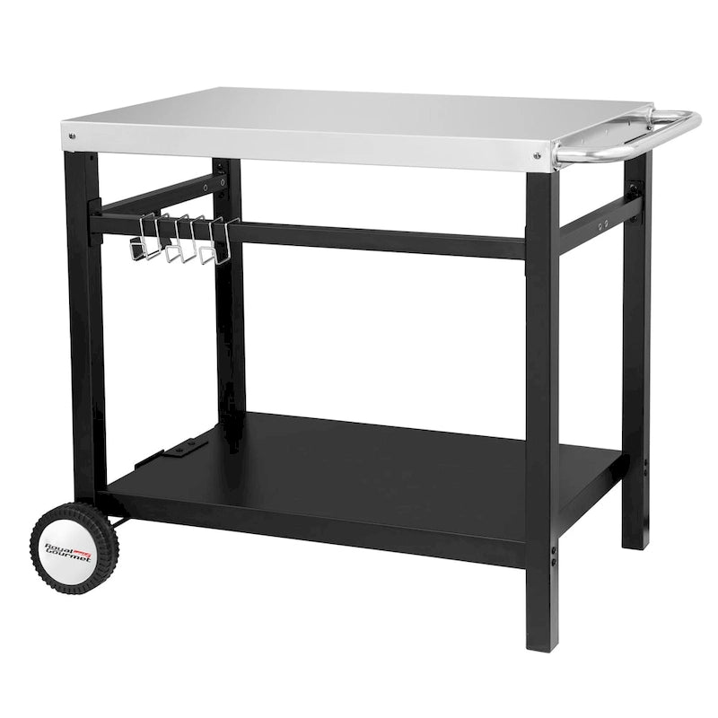 Double Shelf Movable Dining Cart Work Table with Handle